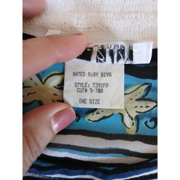 Biya Rated R By Johnny Was Cover Up Tunic Dress OS Blue Sea Life Starfish Boho - Picture 15 of 16